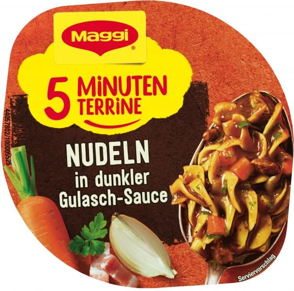 Maggi 5 Minuten Terrine Nudeln In Dunkler Gulasch-Sauce – Bild 2