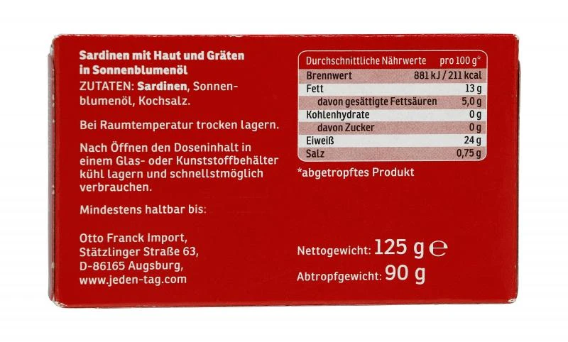 Jeden Tag Sardinen In Sonnenblumenöl – Bild 2