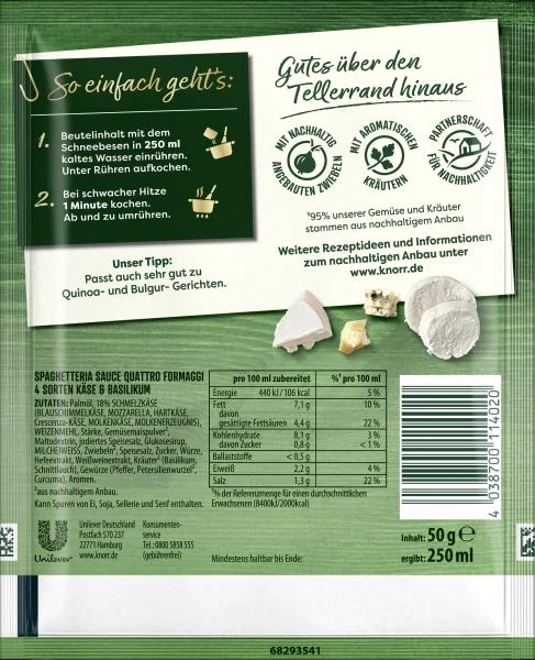 Knorr Spaghetteria Sauce Quattro Formaggi – Bild 2