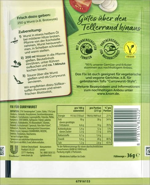 Knorr Fix Würzbasis Currywurst – Bild 2