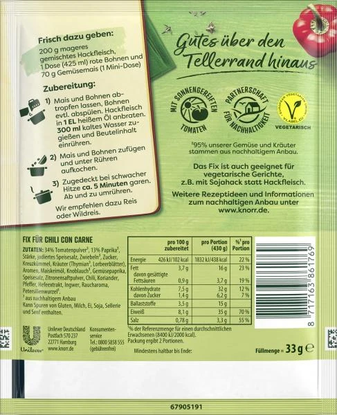 Knorr Fix Chili Con Carne – Bild 2