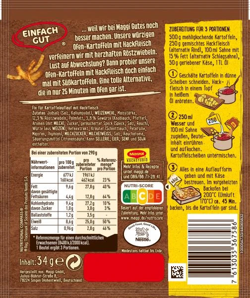 Maggi Fix & Frisch Ofen-Kartoffeln Mit Hackfleisch – Bild 2