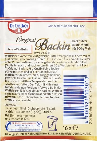 Dr. Oetker Original Backin Backpulver – Bild 2