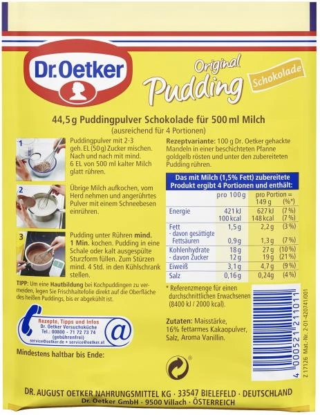 Dr. Oetker Original Pudding Schokolade – Bild 2