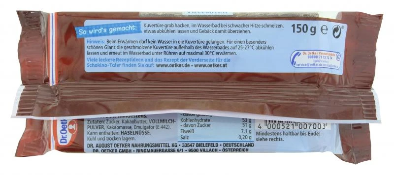 Dr. Oetker Kuvertüre Vollmilch – Bild 2