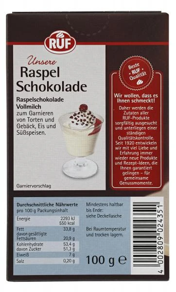 Ruf Raspel Schokolade Vollmilch – Bild 3