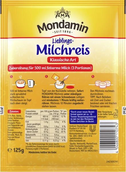Mondamin Lieblings-Milchreis Klassische Art – Bild 2