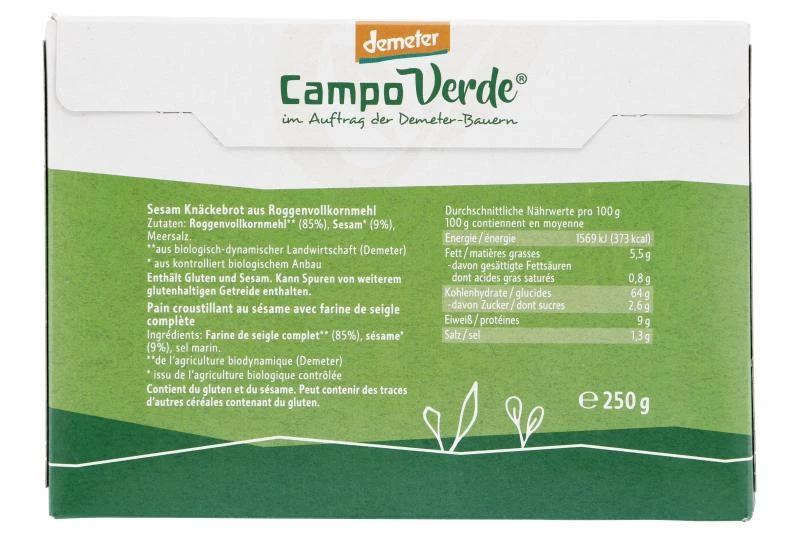 Campo Verde Demeter Vollkorn Knäckebrot Mit Sesam – Bild 3